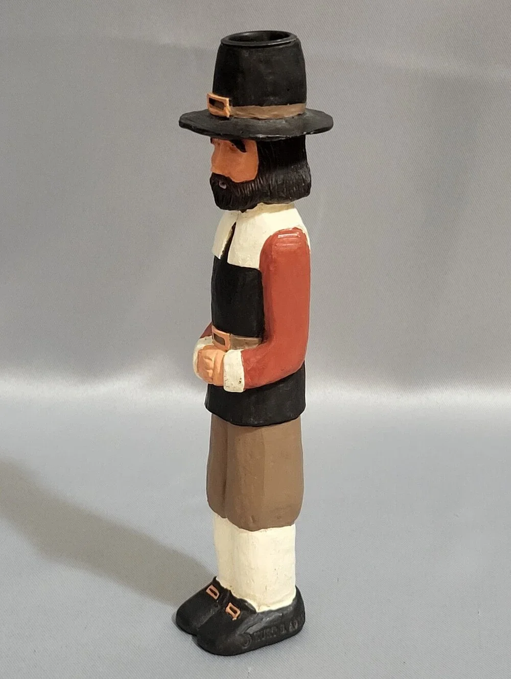 Kurt Adler Thanksgiving Pilgrim Man Woman Pair Candle Holders Primitive Folk Art